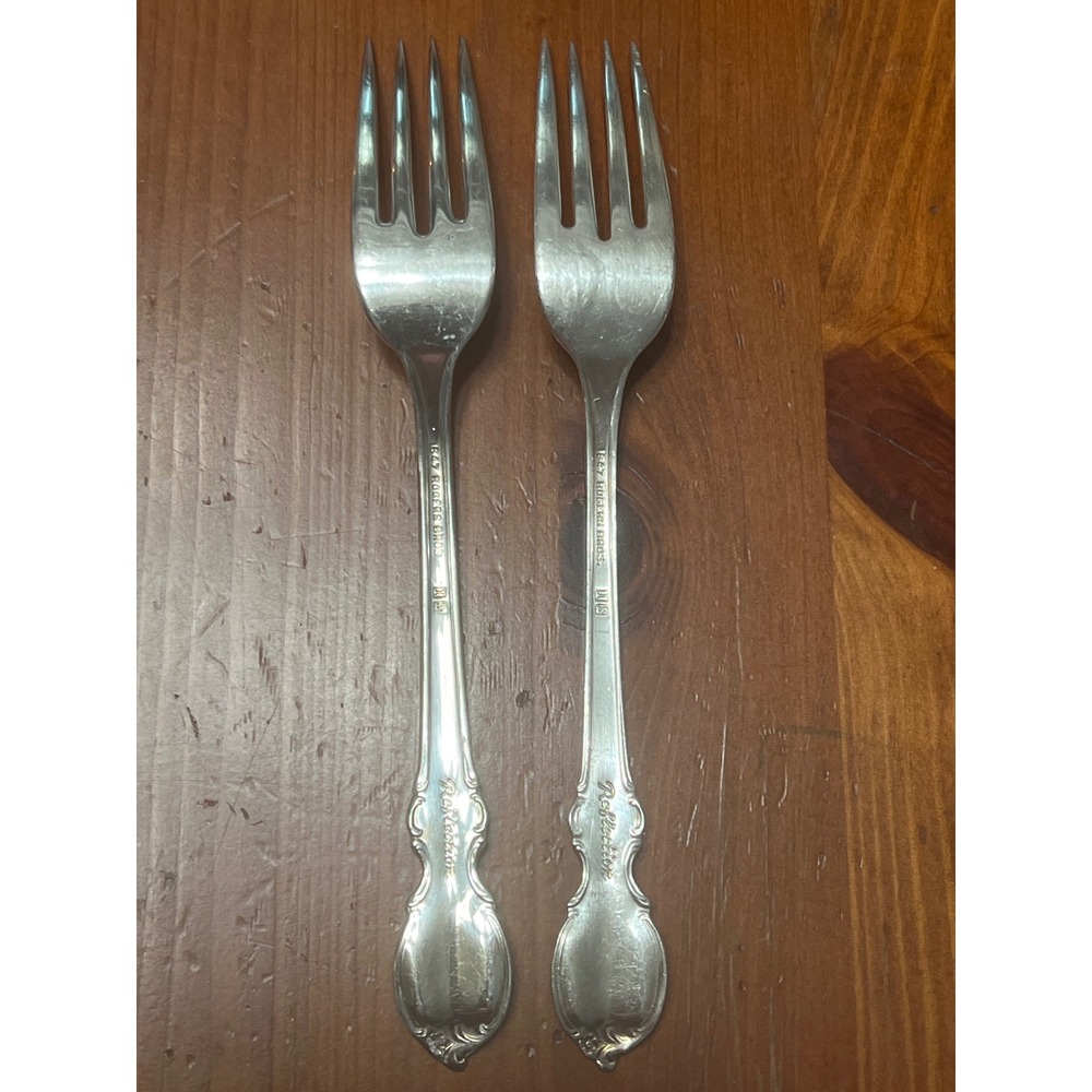 1847 Rogers Bros Reflection Silverplate Dinner Forks Set of 2 IS Vintage - Picture 3 of 5